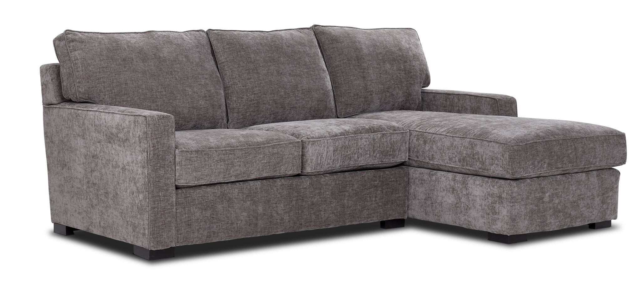Charlotte 2-Piece Sectional Sofa with Right Facing Chaise in Pewter - Modern Living Room Furniture for Small Spaces & Family Gatherings