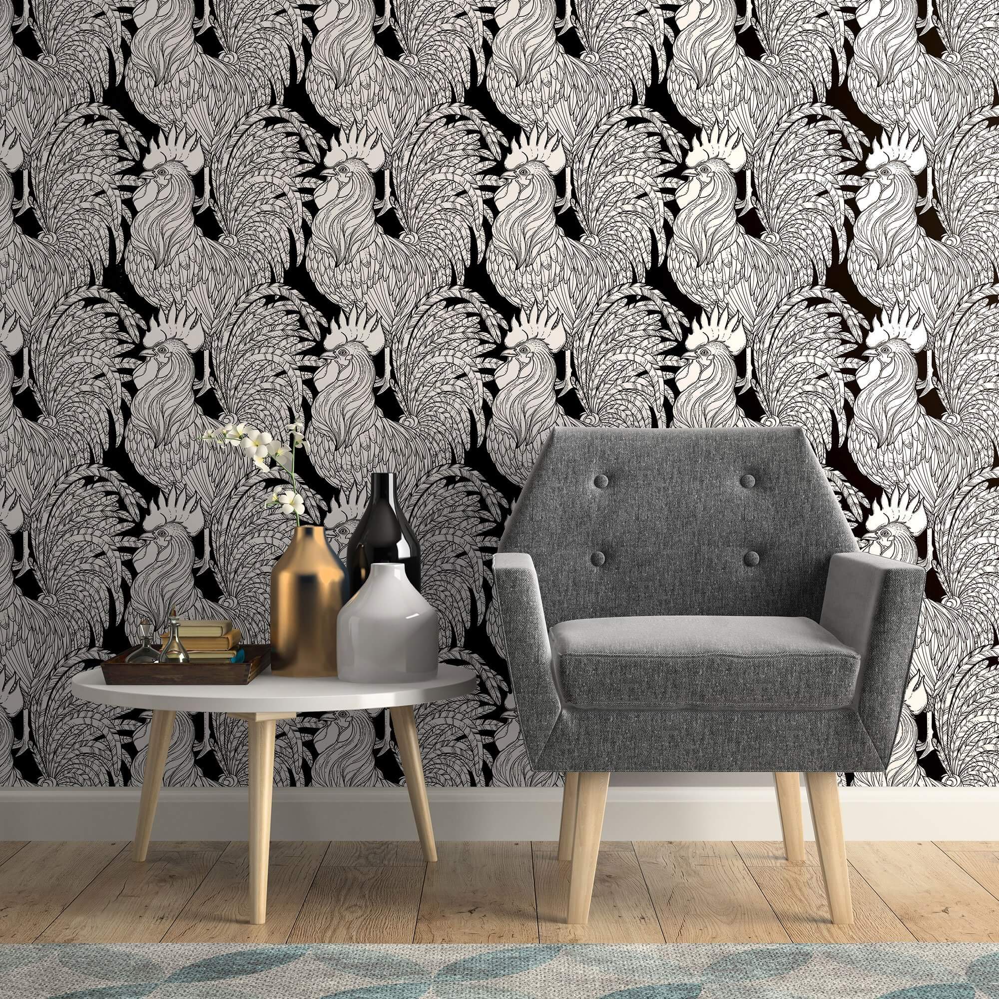 Black Animal Tile Adhesive Peel and Stick Removable Wallpaper - Self-Adhesive Decorative Wall Stickers for Home, Office & Nursery Decor - Easy DIY Installation & Damage-Free Removal
