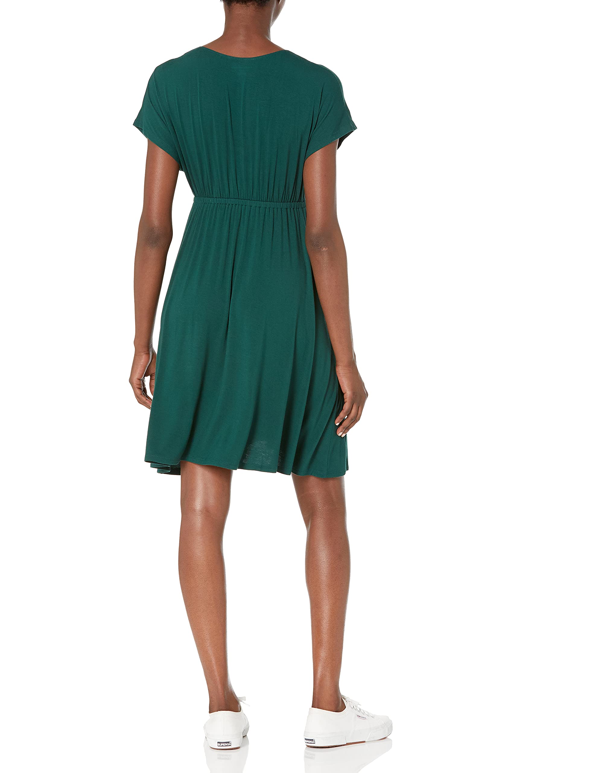 Amazon Essentials Women's Surplice Dress - Flattering Wrap Style, Plus Size Options, Casual & Formal Wear for Work, Date Night & Special Occasions