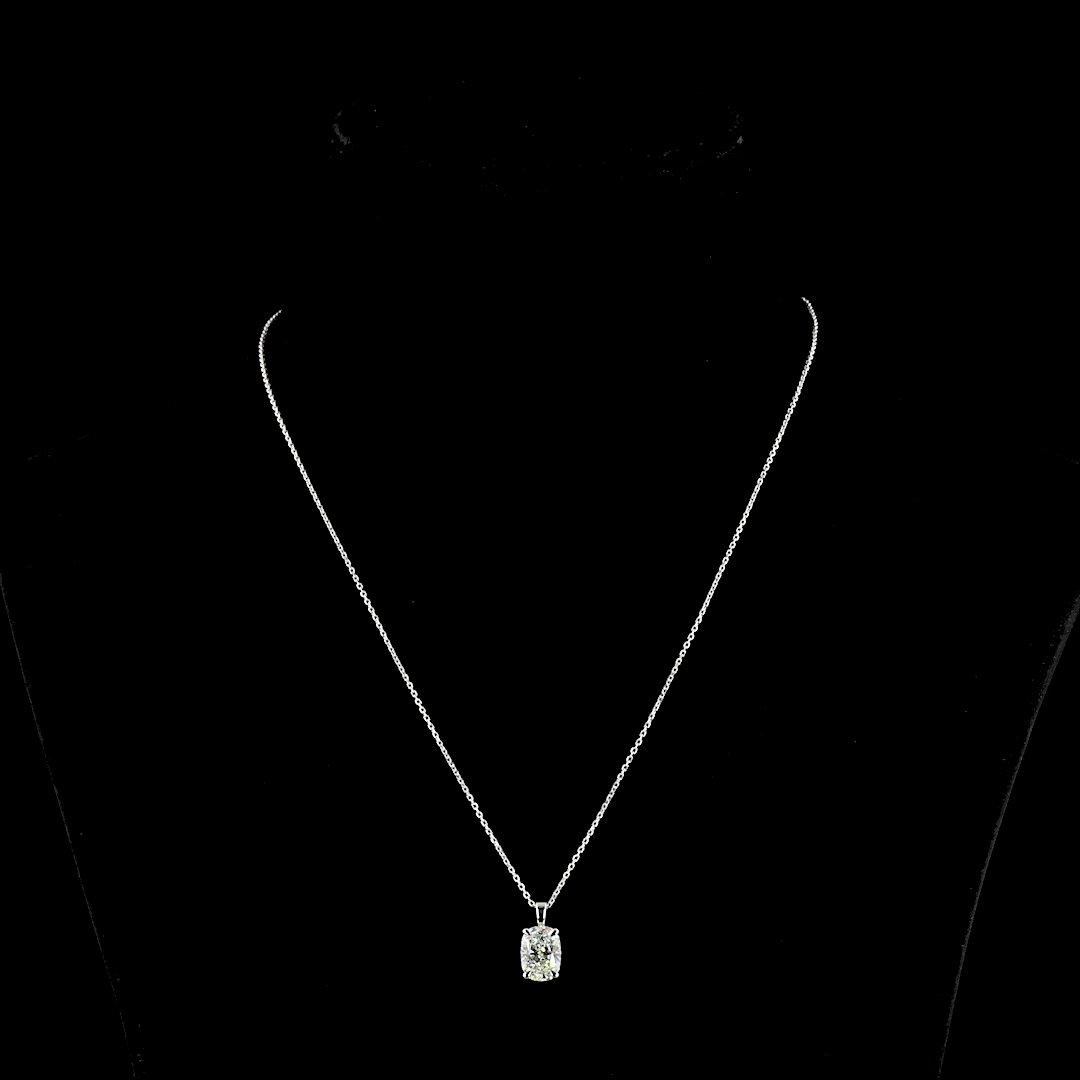 2.22 Carat Lab Grown Cushion Cut Diamond Pendant in 14K White Gold - H Color VVS2 Clarity Solitaire Necklace for Women, Perfect for Anniversary Gifts & Special Occasions