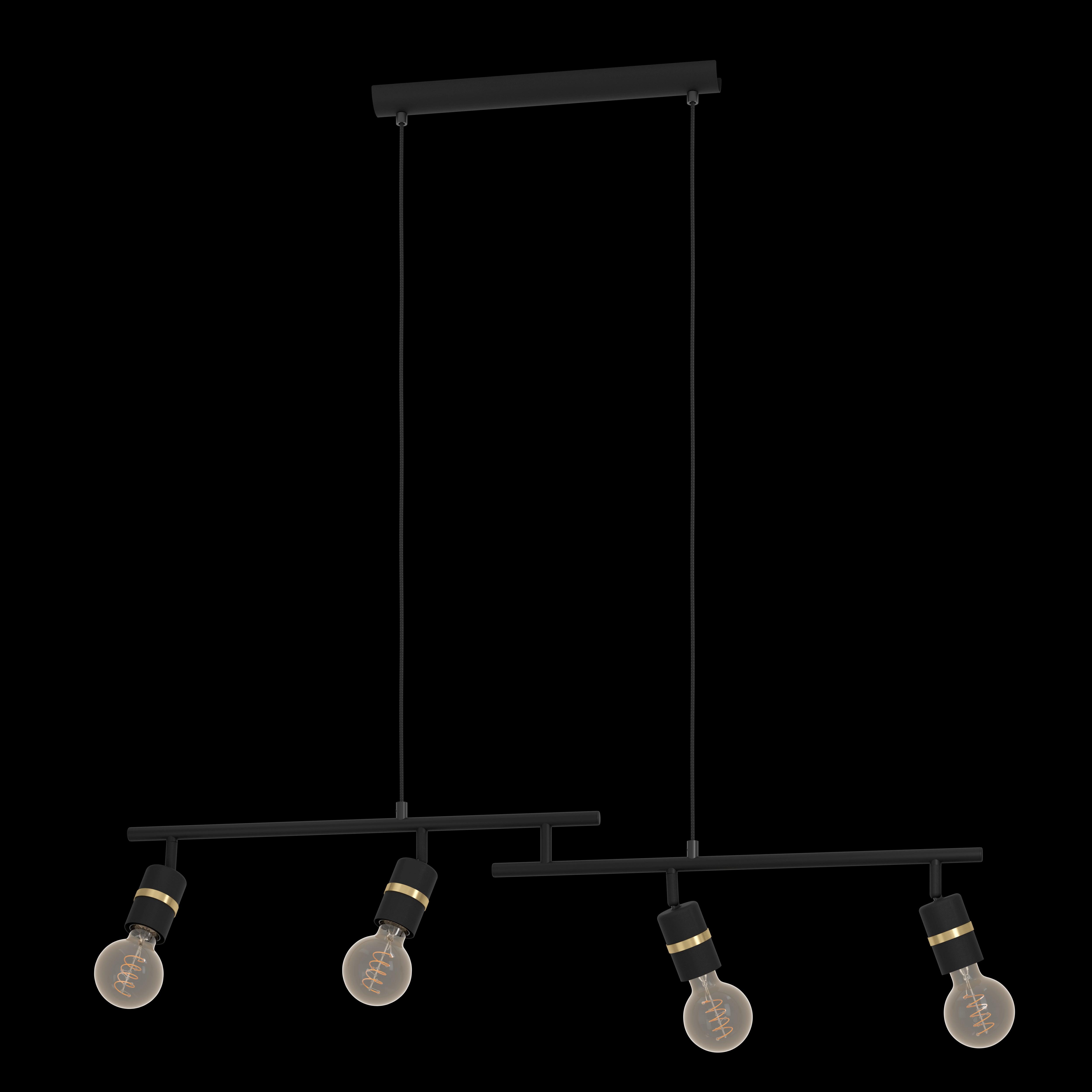 Eglo Lurone Black & Gold Ceiling Pendant Light - Modern Industrial Chandelier for Dining Room, Kitchen Island & Bedroom Lighting