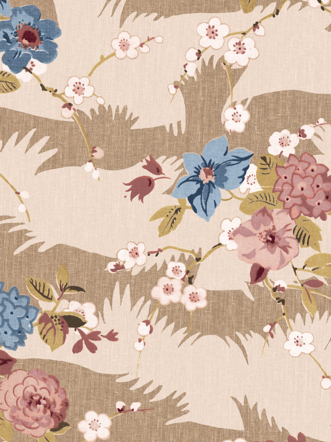 Nathan Turner Dora Chintz Wallpaper - Taupe & Mustard Floral Pattern for Living Room & Bedroom Decor