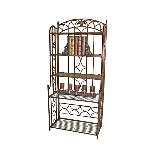 5-Tier Iron Bakers Rack for Kitchen - Indoor/Outdoor Storage Shelf for Baking Supplies, Spices & Cookware - Perfect for Home, Restaurant & Patio Organization