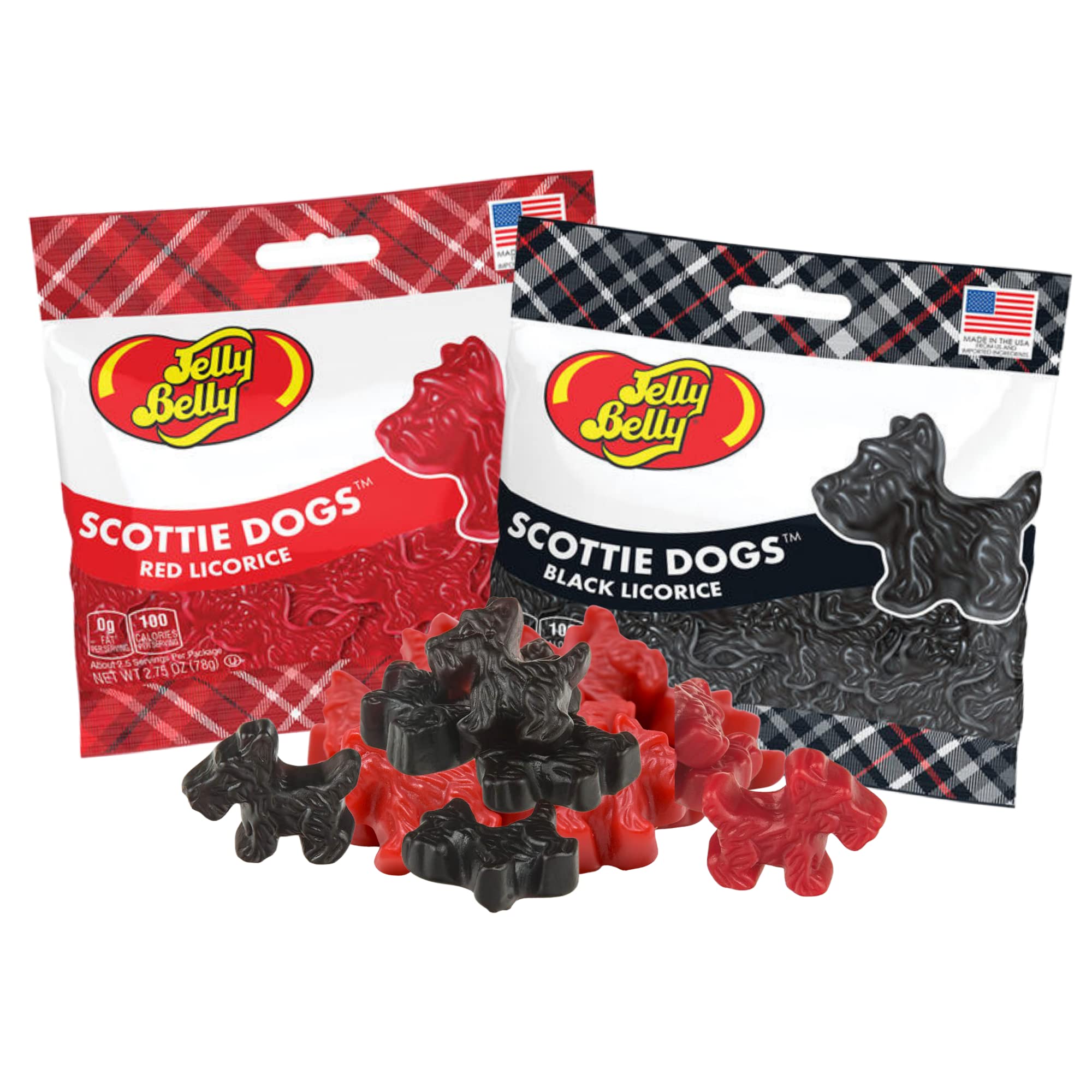 Needzo Red and Black Licorice Scottie Dogs - Gluten Free, Vegetarian Friendly Gummy Candies Variety Pack (2-Pack) | Healthy Snack for Adults | Party Favors, Movie Night Treats & Office Snacks