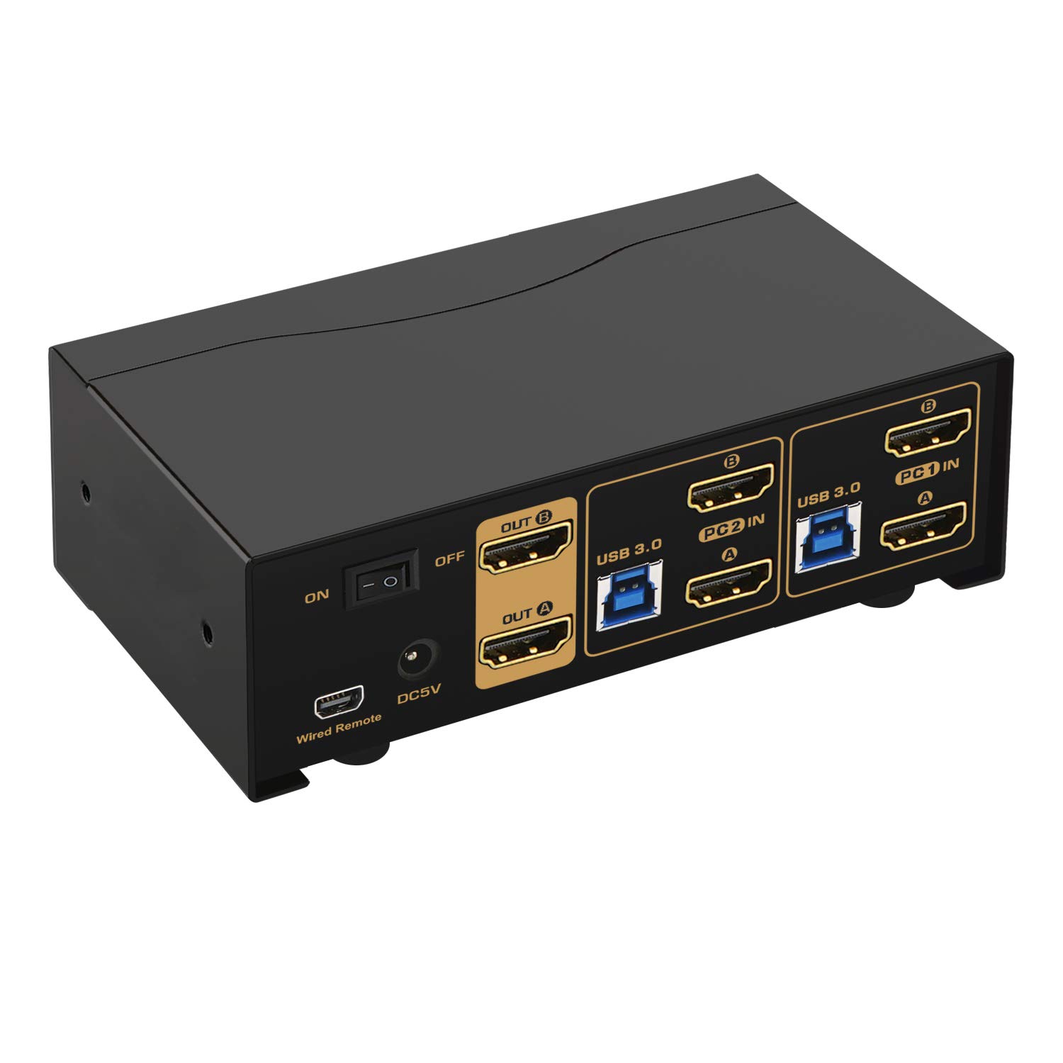 CKL USB 3.0 HDMI KVM Switch 2 Port - Dual Monitor 4K 60Hz Extended Display with Audio & Cables (922HUA-3) for Home Office, Gaming & Multi-Device Workspace Setup