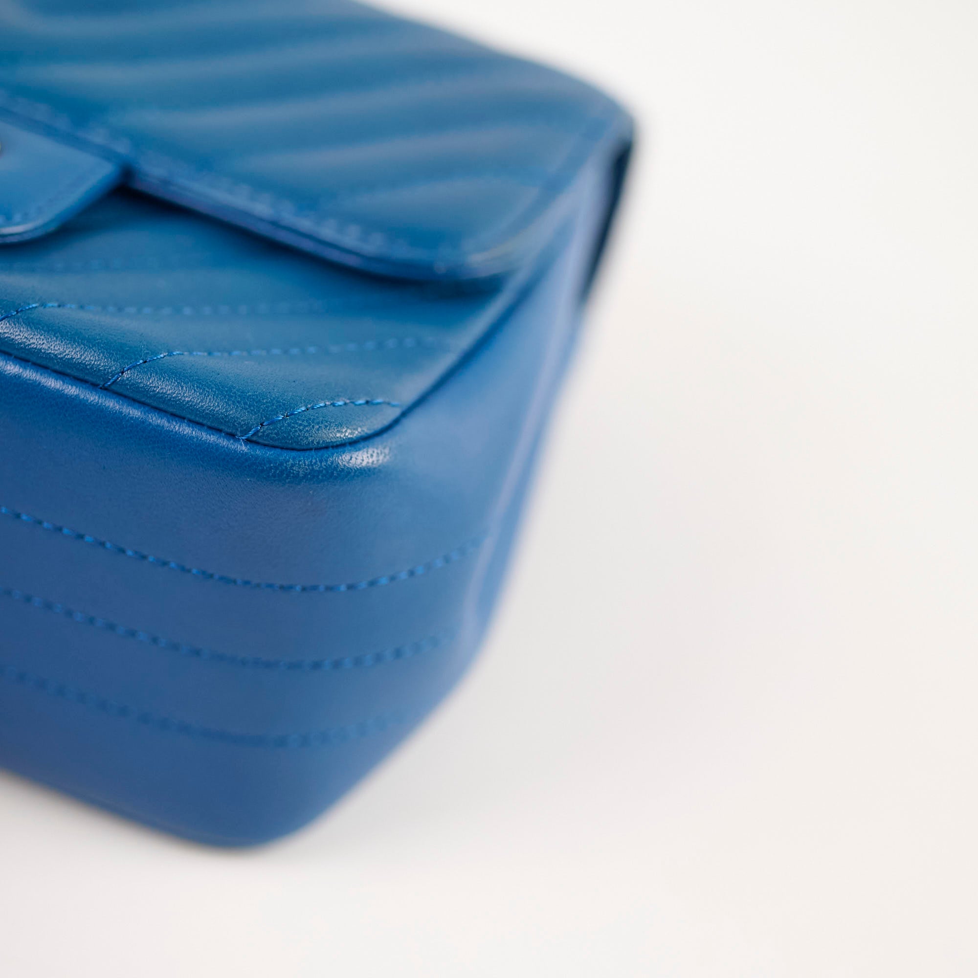 Chanel Mini Square Chevron Bag in Blue - Luxury Crossbody Bag for Women | Perfect for Parties, Dates & Everyday Use