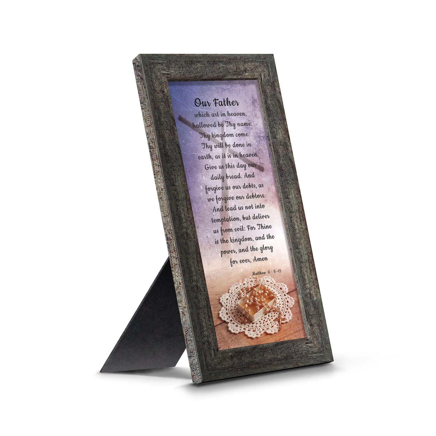 Crossroads Home Décor Lord's Prayer Wall Art - Inspirational Bible Verse Sign for Christian Home Decor (7370BW) - Perfect for Living Room, Bedroom & Church Wall Decor