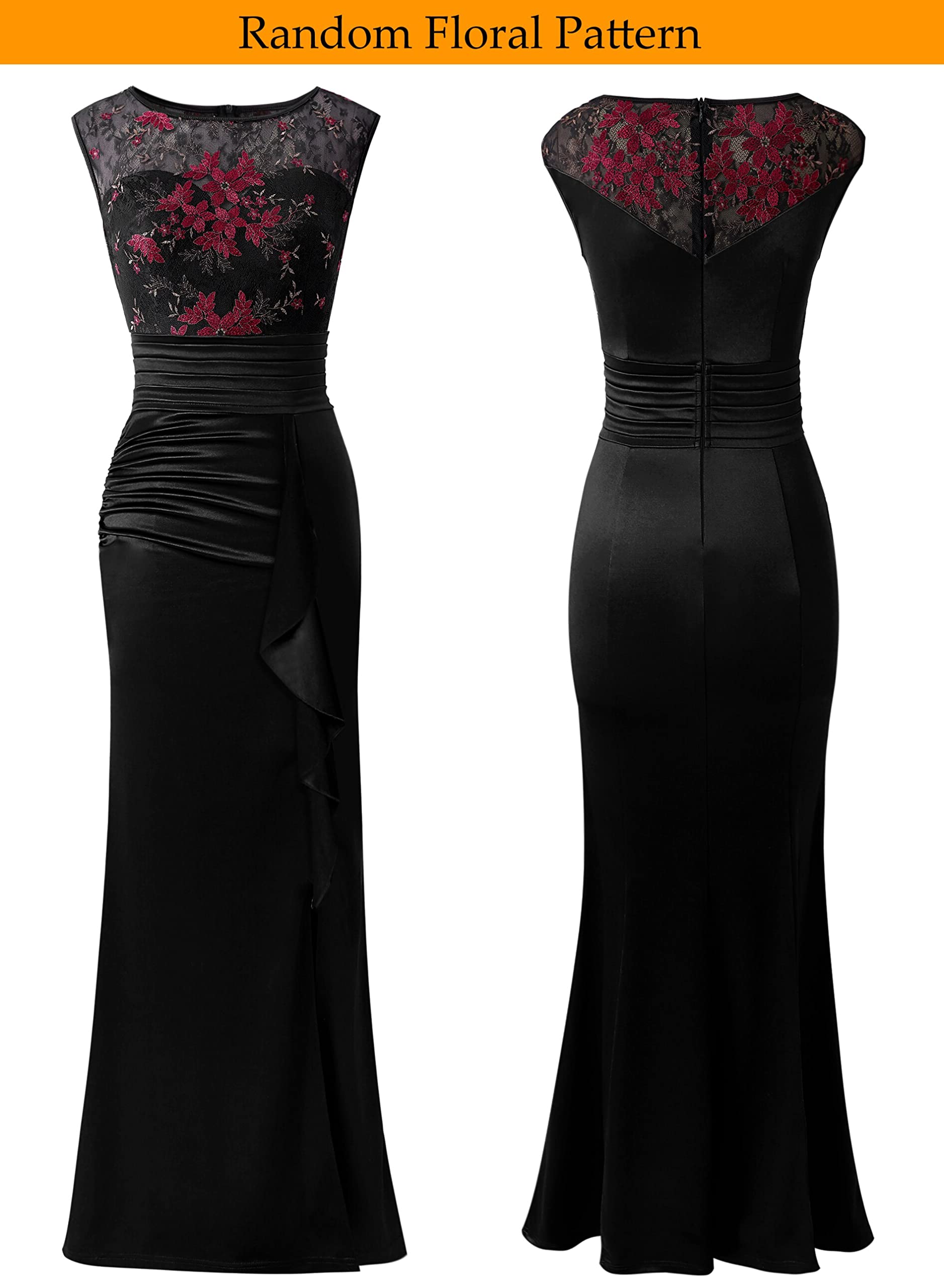 VFSHOW Women's Elegant Ruched Ruffles Long Evening Dress for Prom, Wedding, Party & Special Occasions - Perfect for Formal Events, Dinners & Night Out