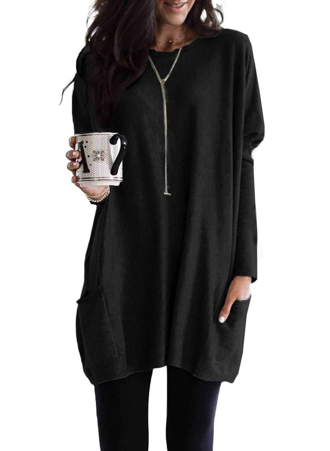 Dokotoo Women's 2025 Spring Casual Long Sleeve Shirts - Lightweight Sweatshirt Tunic Tops with Pockets for Women | Perfect for Work, Travel & Everyday Wear