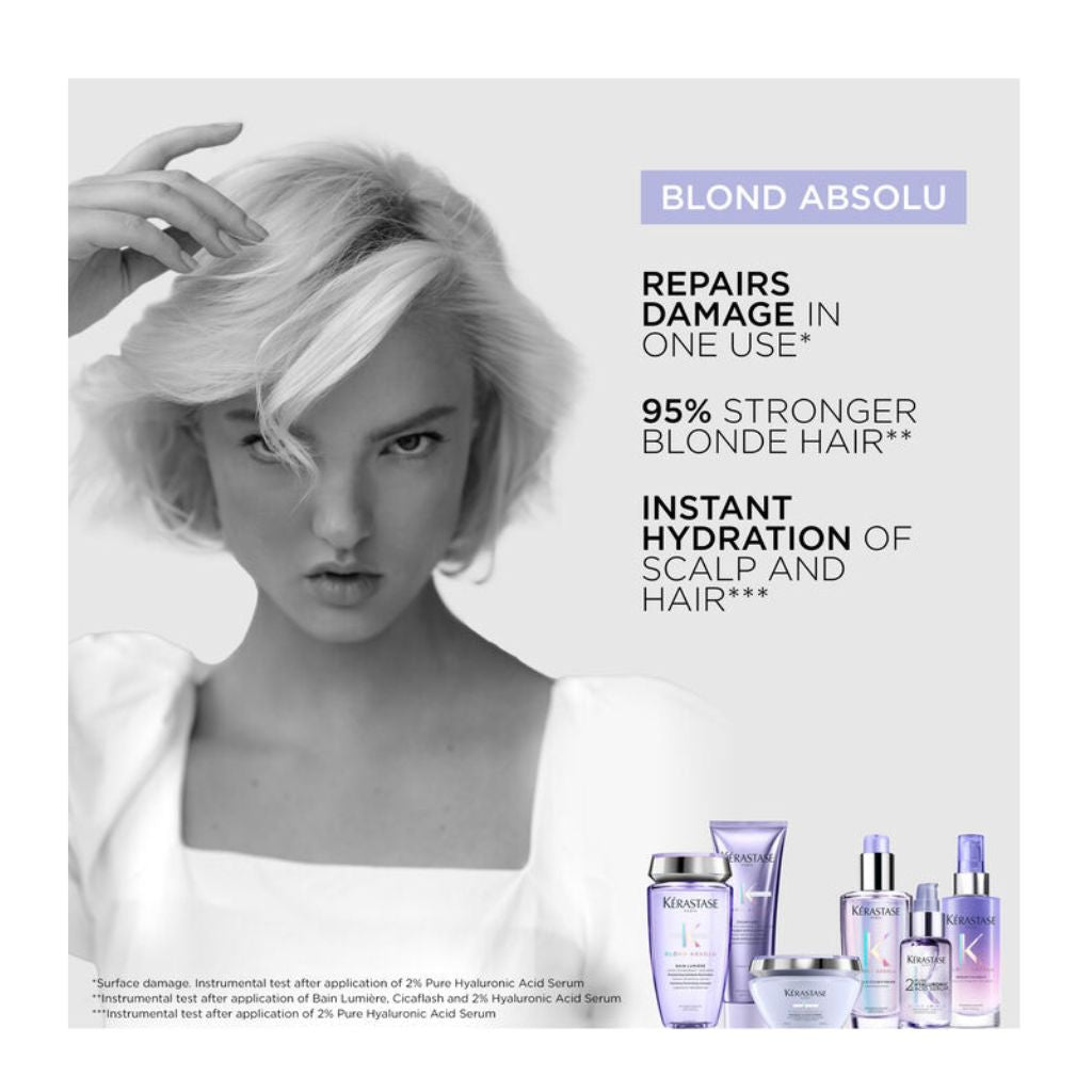 Kerastase Blond Absolu 2% Pure Hyaluronic Acid Scalp Serum for Blonde Hair - Hydrating & Repairing Treatment for Dry, Damaged Scalp - Perfect for Color-Treated & Bleached Hair Care Routine