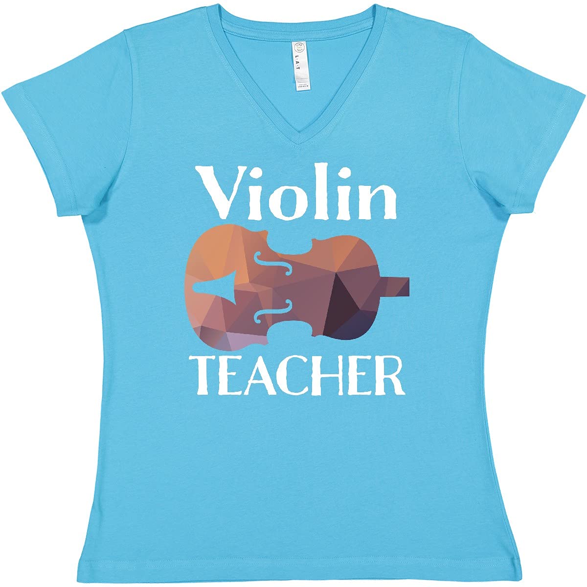 Inktastic Women's V-Neck T-Shirt - Violin Teacher String Music Design - Perfect for Music Lovers, Orchestra Members & Gift Giving