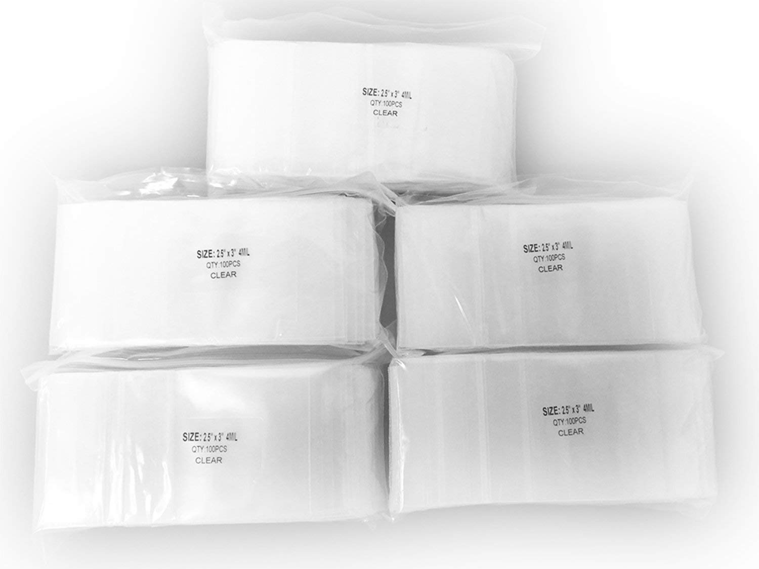 Premium 4 Mil Clear Reclosable Zip Plastic Bags (500 Pack) - 2.5 x 3 Inches Resealable Lock Seal Poly Bags - 5 Packs of 100 - Perfect for Crafts, Jewelry, Snacks & Small Parts Storage