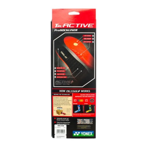 Yonex SRI 01M TruActive ProSockliner Insoles - Red/Black - Premium Cushioning & Support for Tennis, Badminton & Running Shoes - Ideal for Athletes & Active Lifestyles