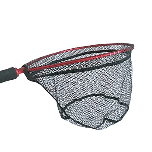 Foldable & Retractable Fishing Net - Lightweight Telescopic Dip Net with Soft Rubber Mesh & EVA Handle for Outdoor Fishing - Easy to Carry & Store (Red) - Perfect for Freshwater Fishing, Kayak Angling, and Shore Casting