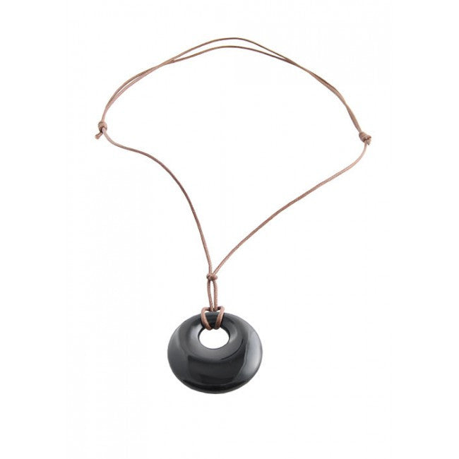 Barse Genuine Leather & Onyx Stone Necklace for Women - Elegant Gothic Jewelry for Parties, Weddings & Everyday Wear