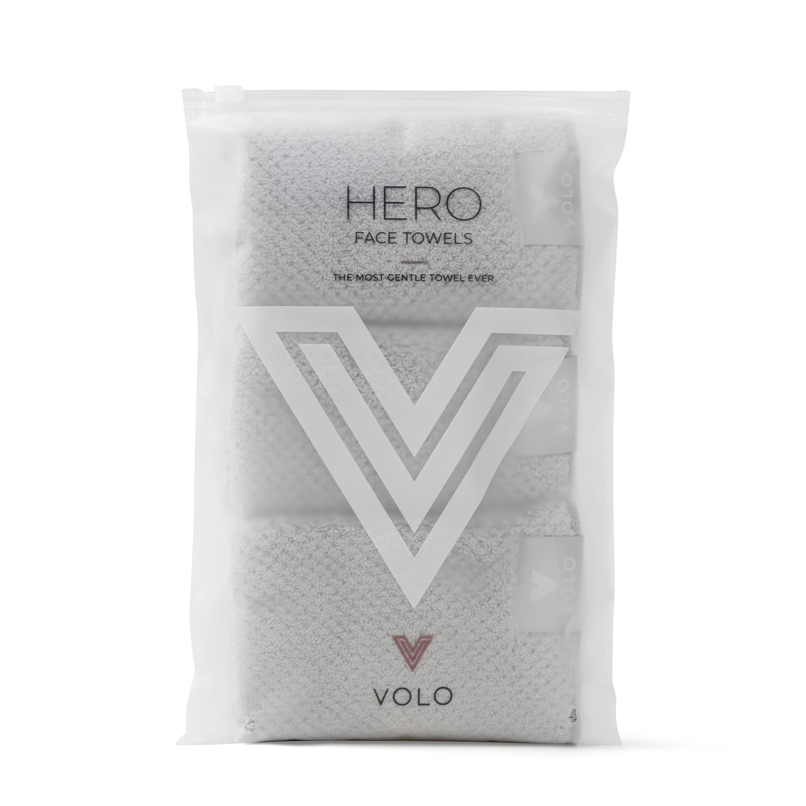 VOLO Face Towel - Super Absorbent Microfiber Washcloths for Sensitive Skin | Quick Dry Facial Towels | Gentle Makeup Remover & Bathroom Cleansing Cloths (Gray) | Perfect for Daily Skincare, Travel & Gym Use
