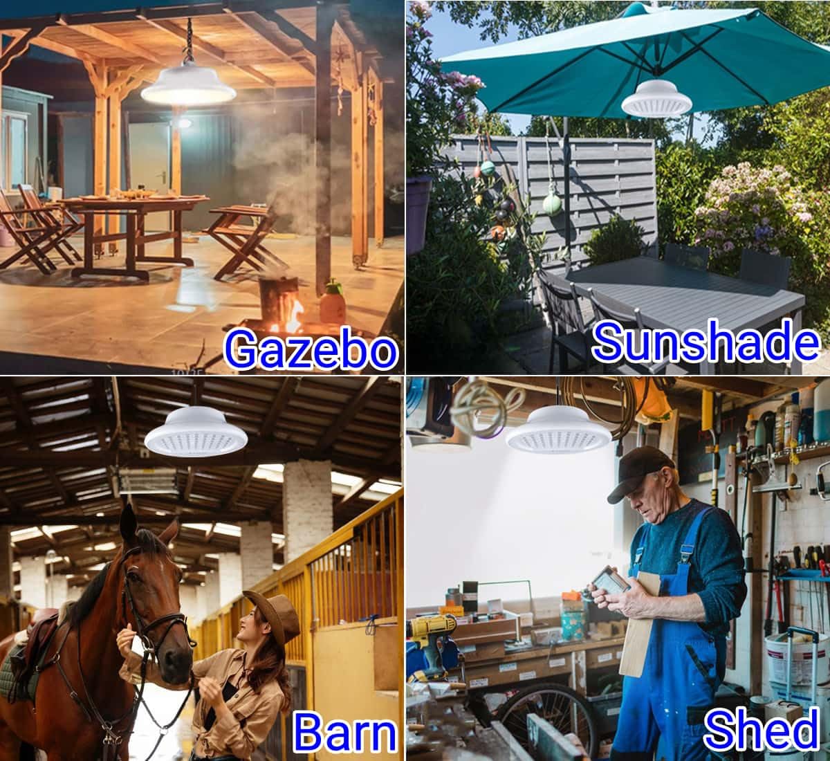HULPPRE 96-LED Solar Shed Light with 2 Remotes - Bright White Indoor/Outdoor Lighting for Barn, Chicken Coop, Workshop, Ceiling & Patio - IP65 Waterproof for Garden, Yard, Gazebo - Day & Night Use