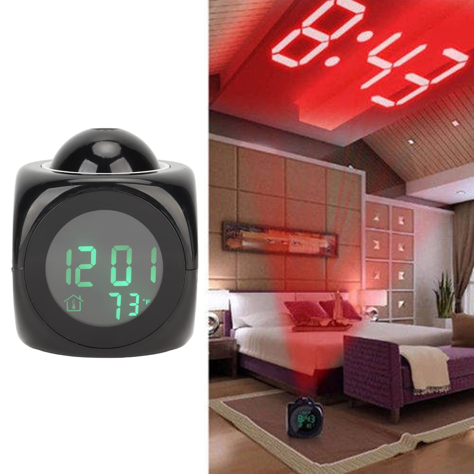 Wireless Projection Alarm Clock with LED Display, Digital Time & Temperature Projector for Bedroom Ceiling - Perfect for Nightstand, Kids Room, Home Office & Sleep Timer Use