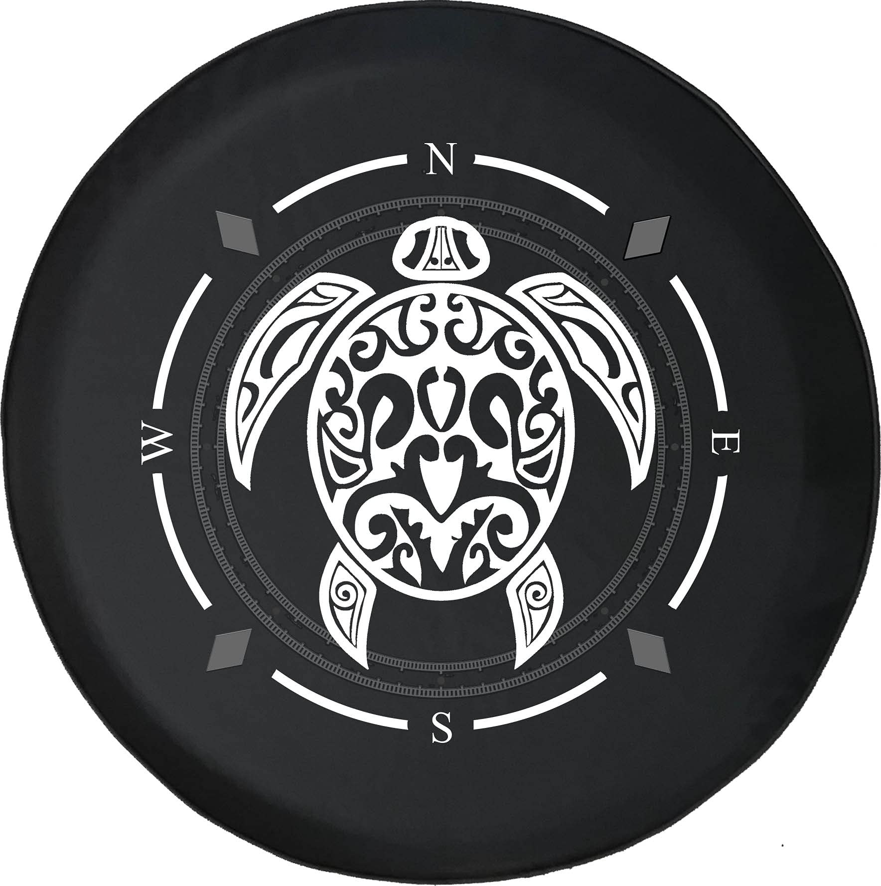 Premium American Unlimited Spare Tire Cover with Compass Design - Endangered Sea Turtle Tribal Shell Pattern - Universal Fit for SUV, Trailer, RV & Most Vehicles - Durable Wheel Protection for Off-Road Adventures & Camping Trips