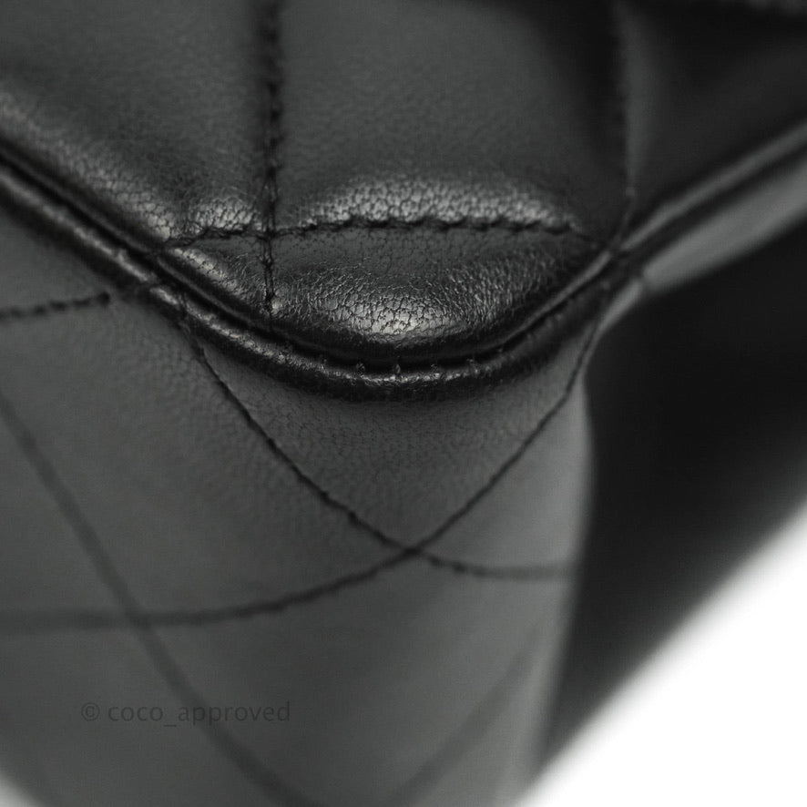 Chanel Classic Medium Double Flap Bag Black Lambskin Leather with Silver Hardware - Luxury Handbag for Women, Perfect for Parties, Work & Everyday Use