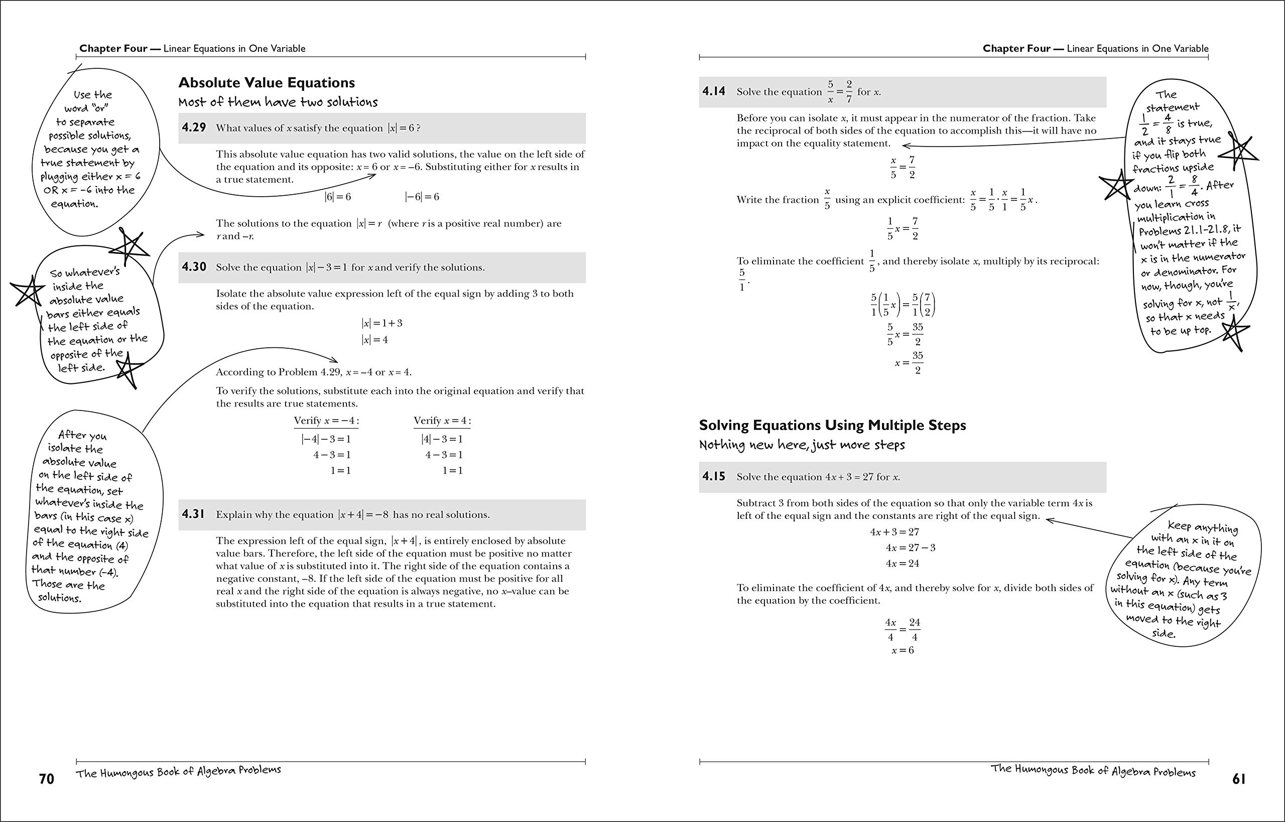 The Humongous Book of Algebra Problems - 1,000+ Math Exercises with Solutions | Algebra Practice Workbook for High School & College Students | Perfect for Self-Study & Test Prep