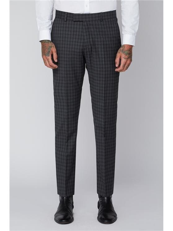 Gibson Grey Mini Check Slim Fit Suit Pants for Men - Formal Office Wear & Business Attire - Perfect for Weddings, Interviews and Professional Events