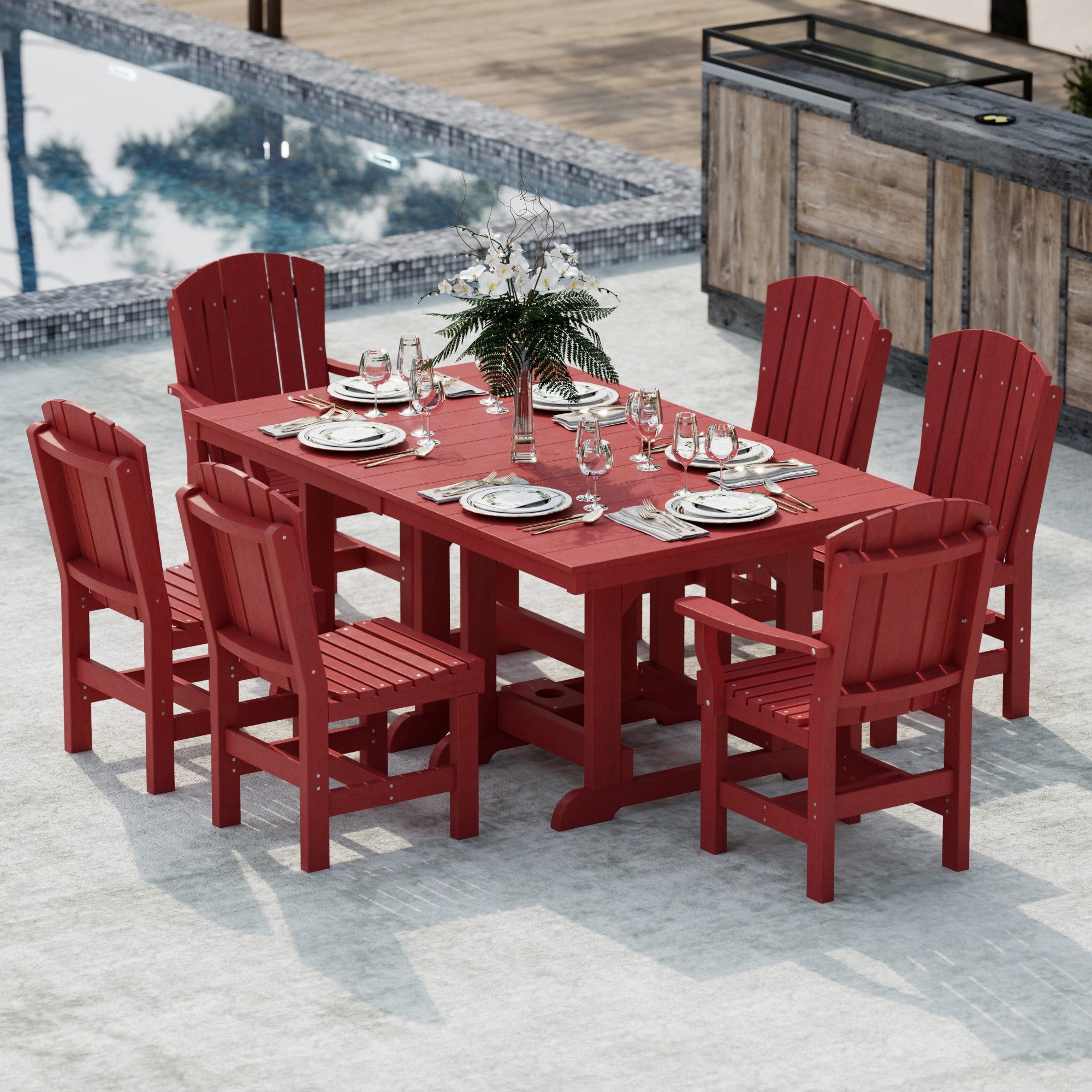 Heritage 7-Piece 44x72 Inch Dining Table Set with Chairs - Perfect for Family Gatherings, Dinner Parties & Outdoor Entertaining