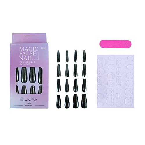 24pcs Extra Long Coffin Press On Nails for Women - Acrylic Fake Nails with Glossy Finish - Perfect for Parties, Weddings & Special Occasions