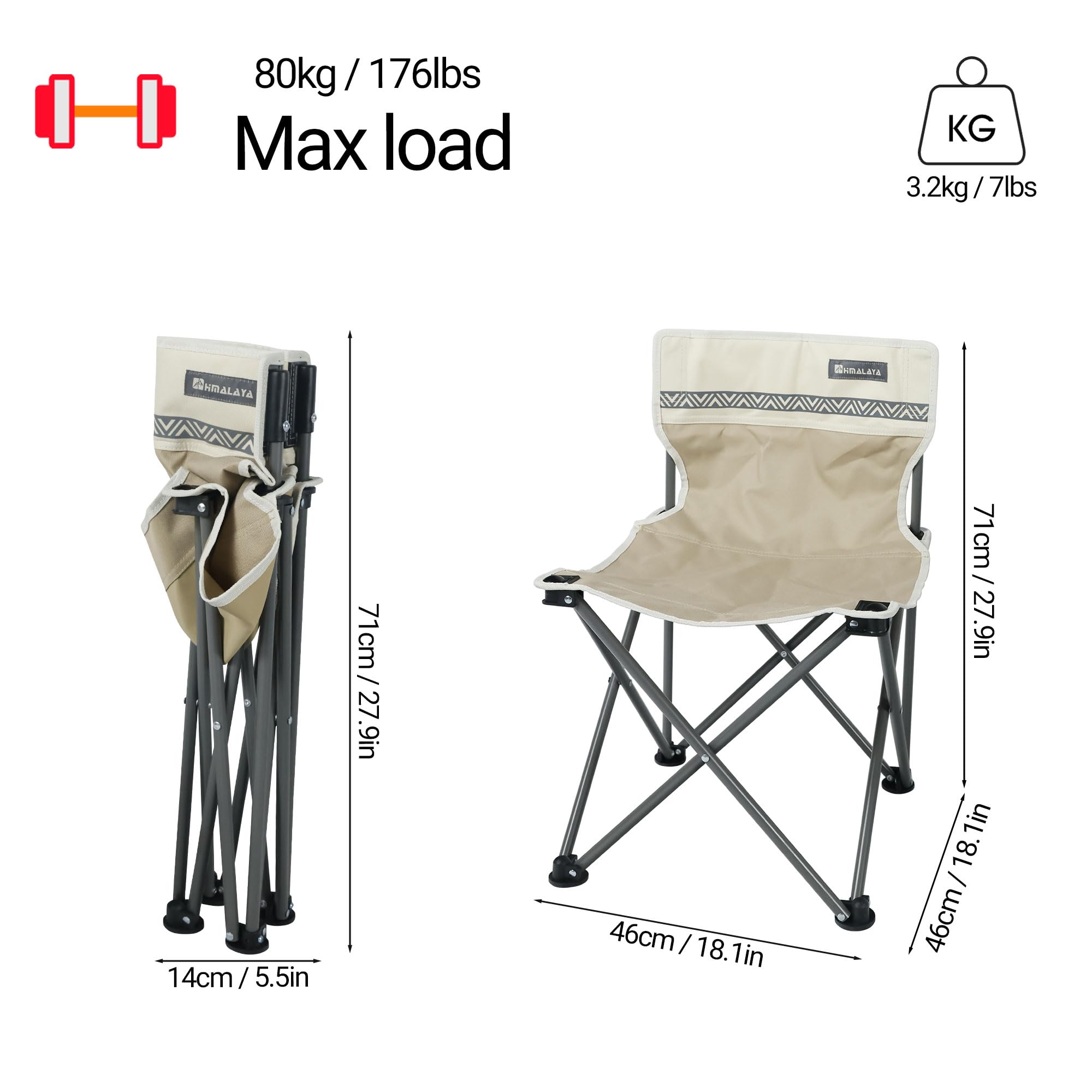 Portable Lightweight Folding Camping Chairs (2 Pack) - Compact Collapsible Outdoor Chairs for Camping, Beach, Hiking, Fishing, Picnic, Soccer & Lawn Events - Dark Moss Green & Almond Grey Backpacking Chairs for Teens & Adults