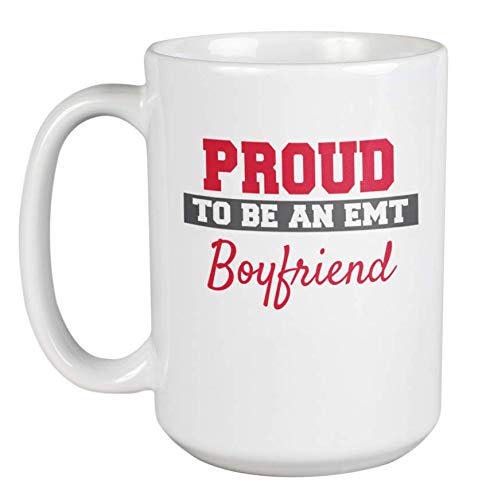 Proud EMT Boyfriend Coffee Mug - 15oz Ceramic Tea Cup for EMTs & First Responders - Perfect Gift for EMS, Paramedics & Firefighters - Ideal for Office, Home & Emergency Shifts