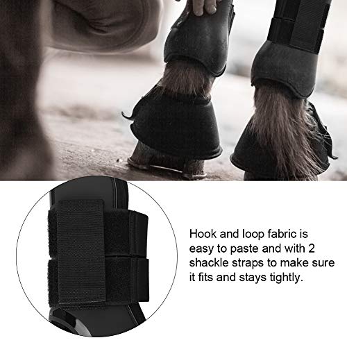 4Pcs Horse Leg Protectors - Elastic PU Front & Hind Leg Boots for Riding, Tendon & Fetlock Protection - Shock Absorbing Competition Leg Wraps (Large, Black) - Ideal for Show Jumping, Dressage & Trail Riding