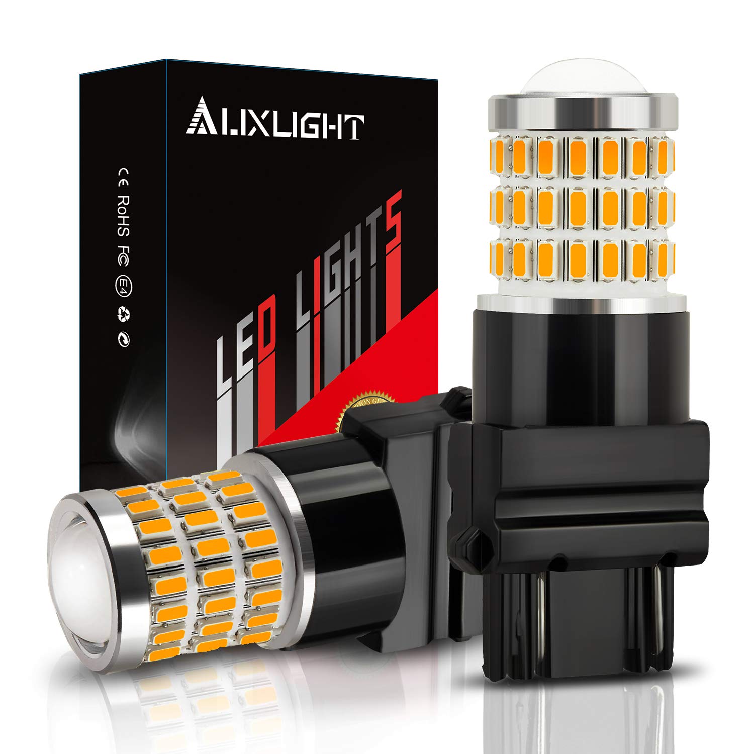 AUXLIGHT 3157 3156 4157 3057 3357 LED Bulbs - Super Bright 57-SMD LED Replacement for Turn Signal, Brake, Tail, Parking & Running Lights - Amber Yellow (2 Pack) - Perfect for Cars, Trucks, SUVs & Motorcycles