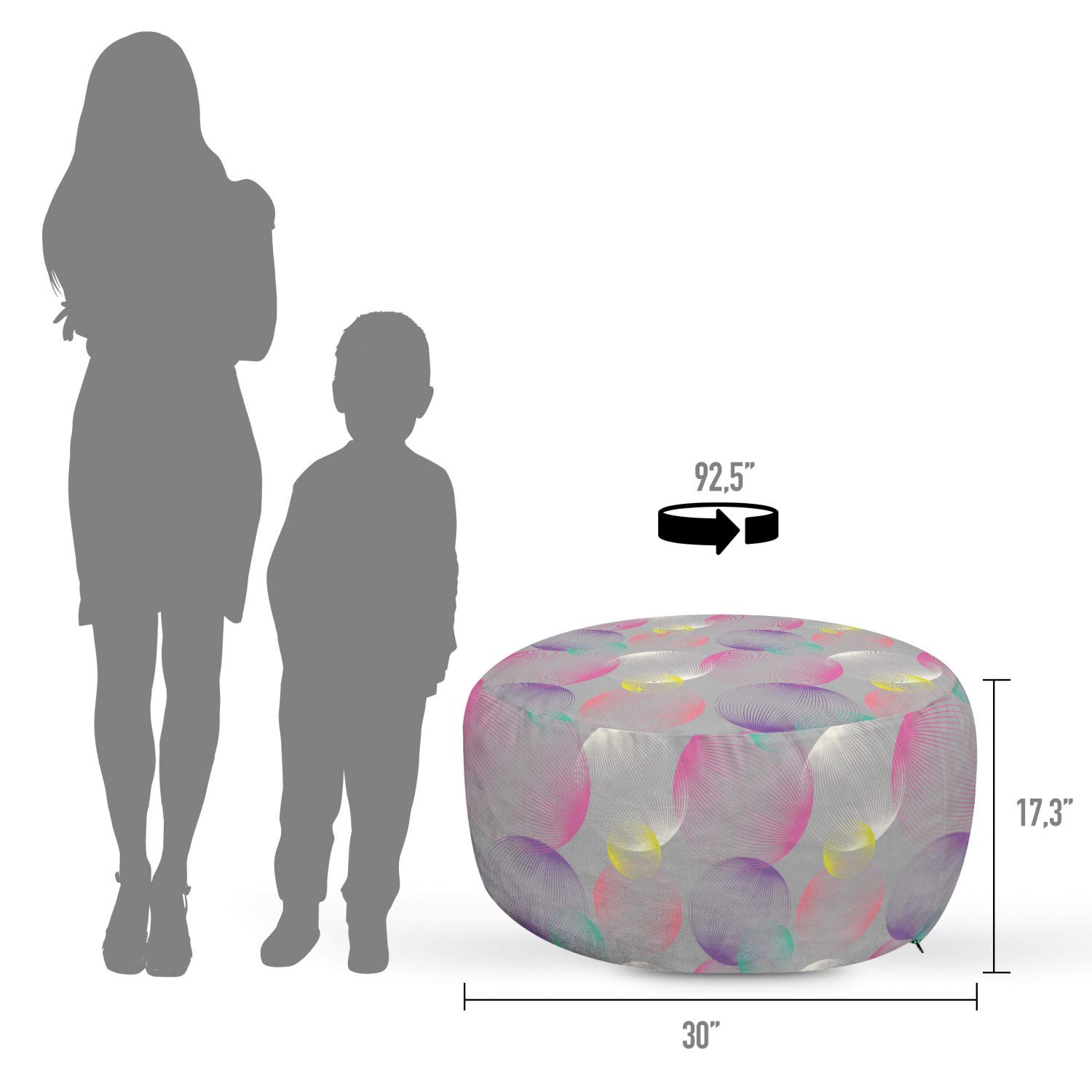 Ambesonne Modern Abstract Pouf Cover with Zipper - 30