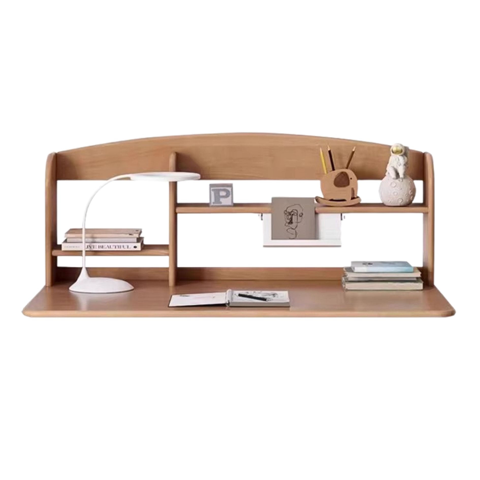Premium Oak & Beech Solid Wood Multi-Layer Desktop Shelf - Sturdy & Stylish Organizer for Home Office, Study, or Workspace - Perfect for Books, Plants, and Office Supplies
