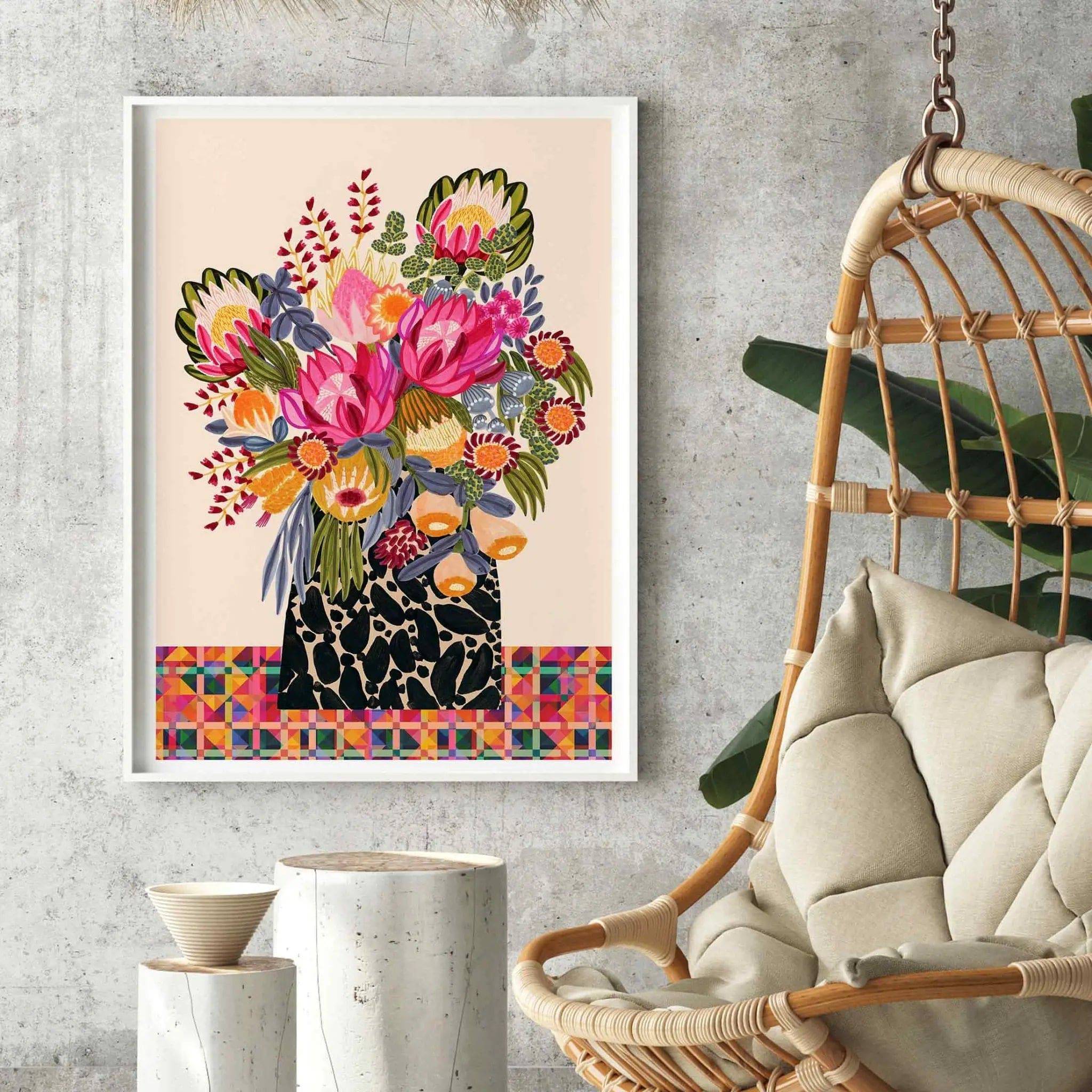 Birthday Bouquet Wall Art Print - Floral Home Decor for Birthday Party, Nursery & Living Room Wall Decoration