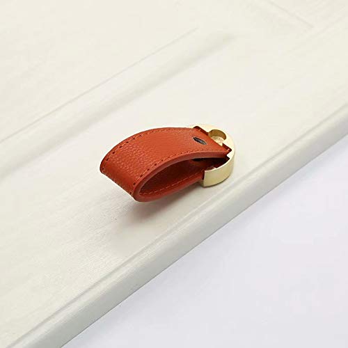 2PCS Orange Red PU Leather Cabinet Handles - for Kitchen Drawers & Dressers