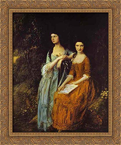 Thomas Gainsborough The Linley Sisters (Mrs. Sheridan And Mrs. Tickell) 20x24 Gold Ornate Wood Framed Canvas Art - Perfect for Living Room, Bedroom, or Office Wall Decor