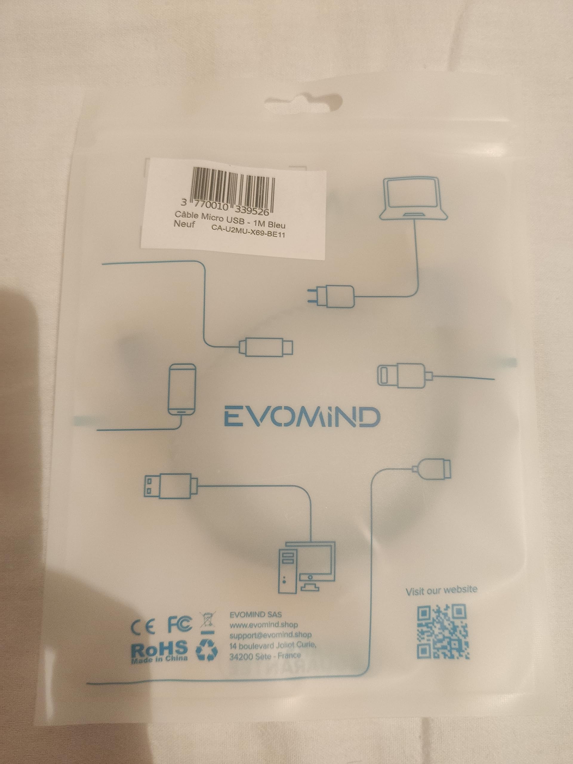EVOMIND Braided Nylon Micro USB Cable 1M - Fast Charging & High-Speed Data Sync Cable for Samsung Galaxy S7/S6/A10/J, Xiaomi Redmi 9C/6A/Note 6 Pro, PS4/Xbox One Controller - Durable Tangle-Free Charger for Phones, Tablets, Gaming Devices & More (1M, Blue)