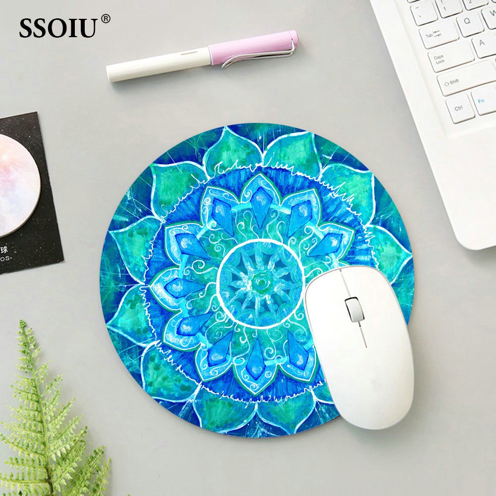 Custom Mandala Gaming Mouse Pad - Non-Slip Round Mouse Mat for PC, Laptop & Desktop Computers | Ergonomic Office & Home Workspace Accessory for Gamers & Professionals