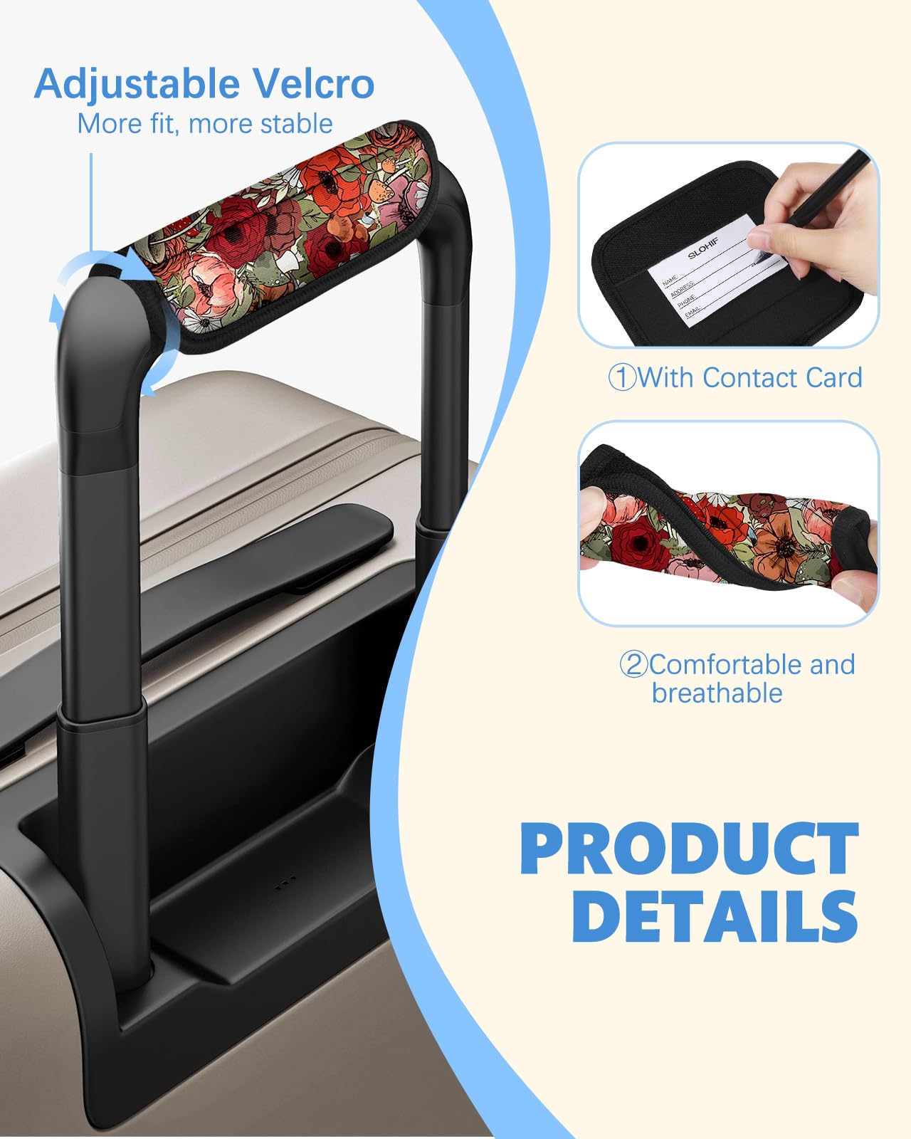 Slohif 3Pcs Luggage Handle Wrap - Neoprene Suitcase Identifier for Easy Airport Travel