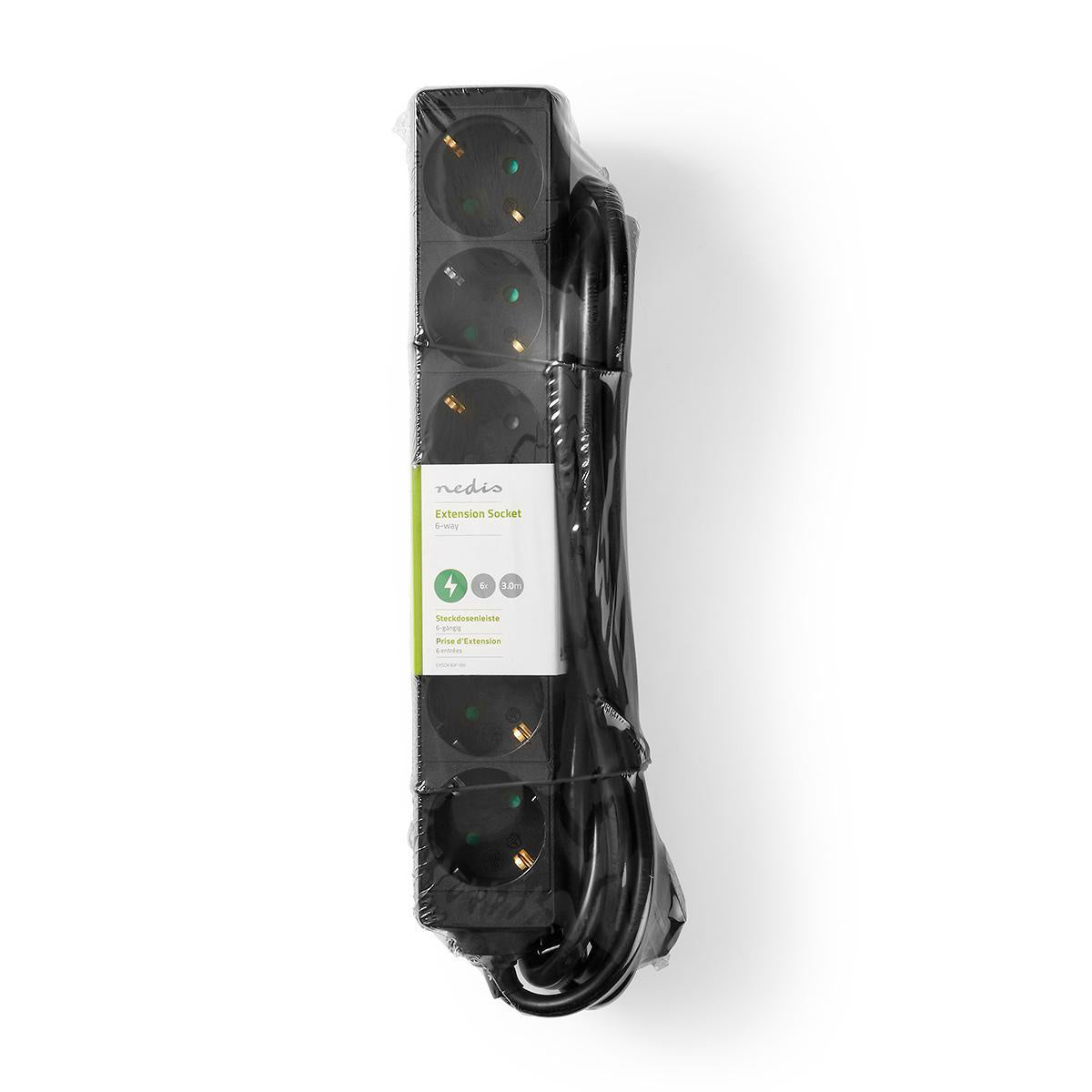 16A 6-Outlet Grounded Power Strip with 3m Cord - Perfect for Home, Office, and Workshop Use