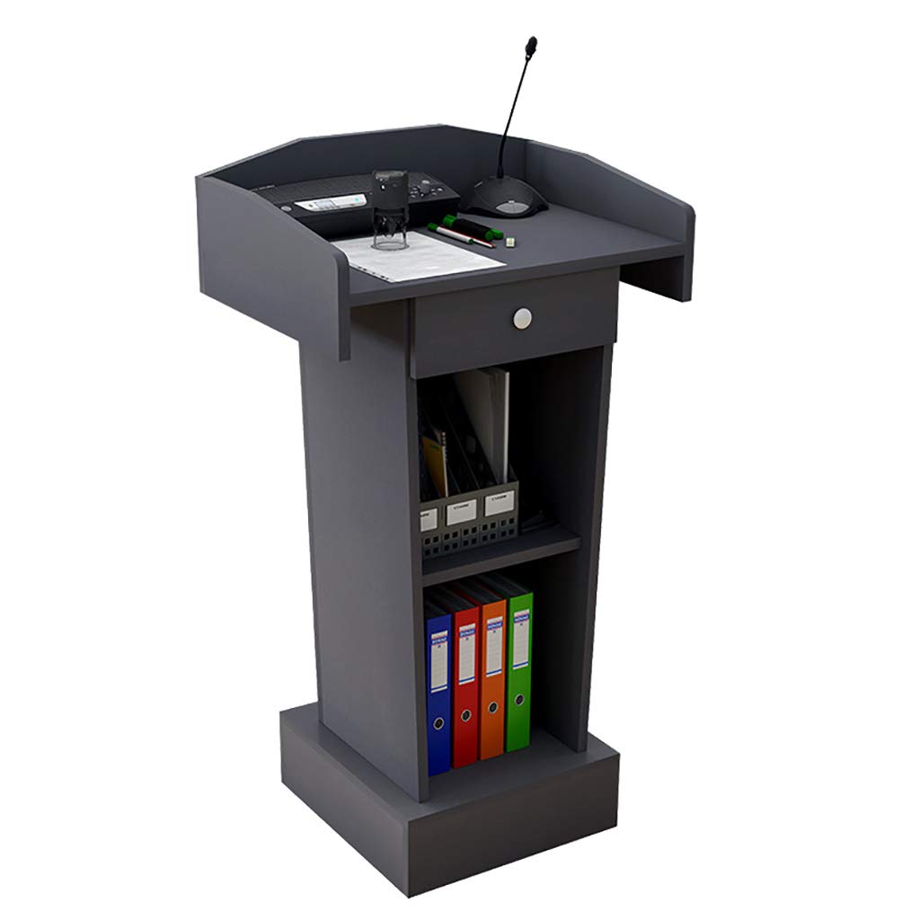 PODIUM Wooden Lectern Stand with Speaker Desk - Adjustable Laptop Computer Workstation for Impromptu Presentations, Ideal for School, Office, and Meeting Room Use