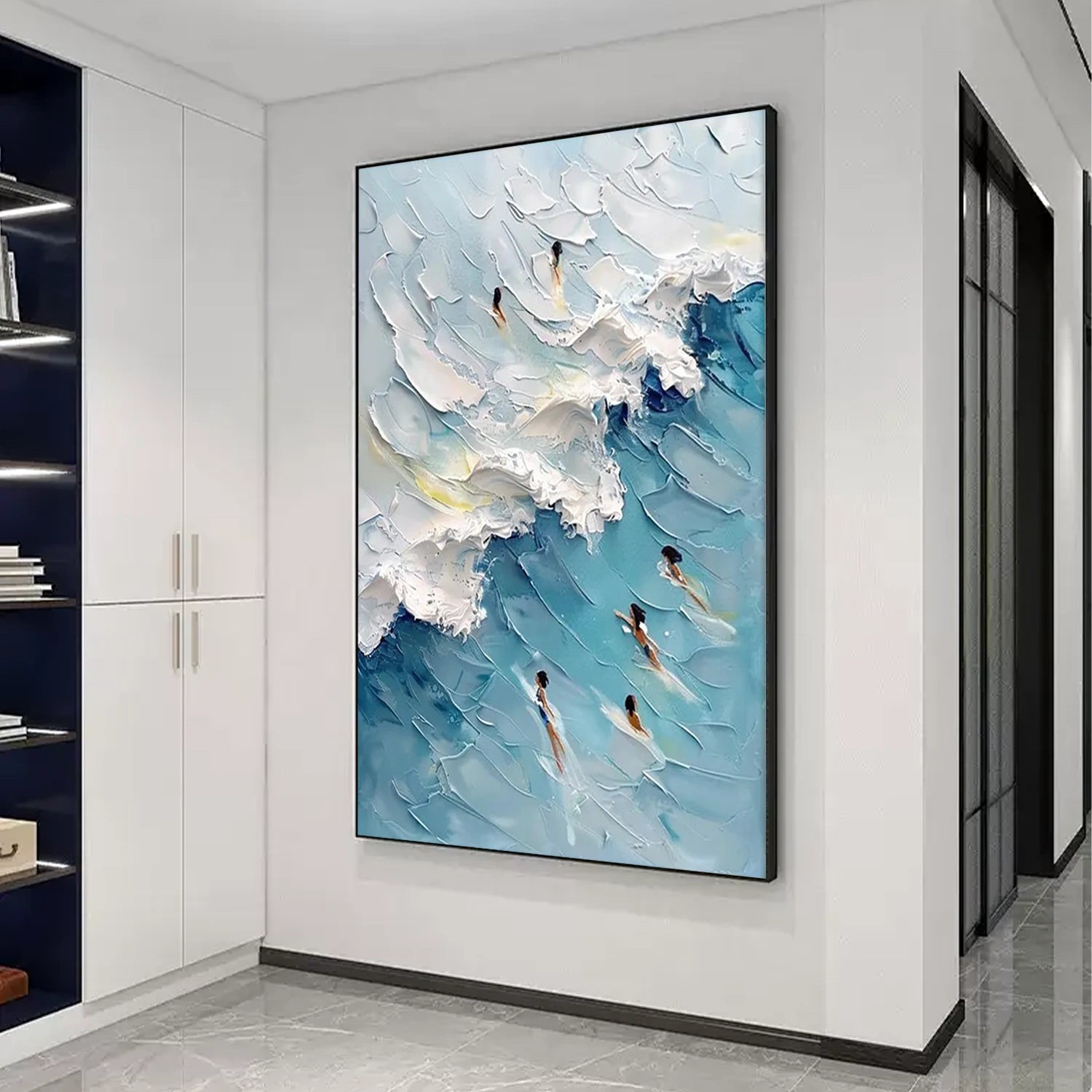Textured Canvas Painting of Swimming Sport - Wall Art Decor for Home, Office & Gym - #SA008