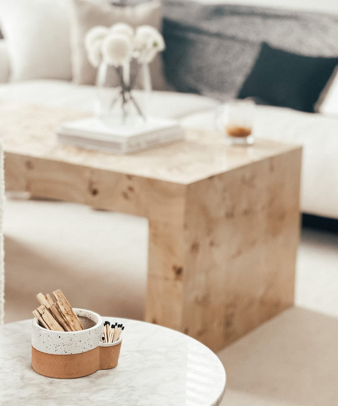 Bursera Terracotta Ceramic Bowl - Eco-Friendly Decorative Bowl with Side Slot for Matches | Smudging Burn Bowl for Sage & Palo Santo | Matchstick Holder & Candle Form | Handmade Pottery with Tree Planting Program | Perfect for Meditation, Home Decor & Spiritual Rituals