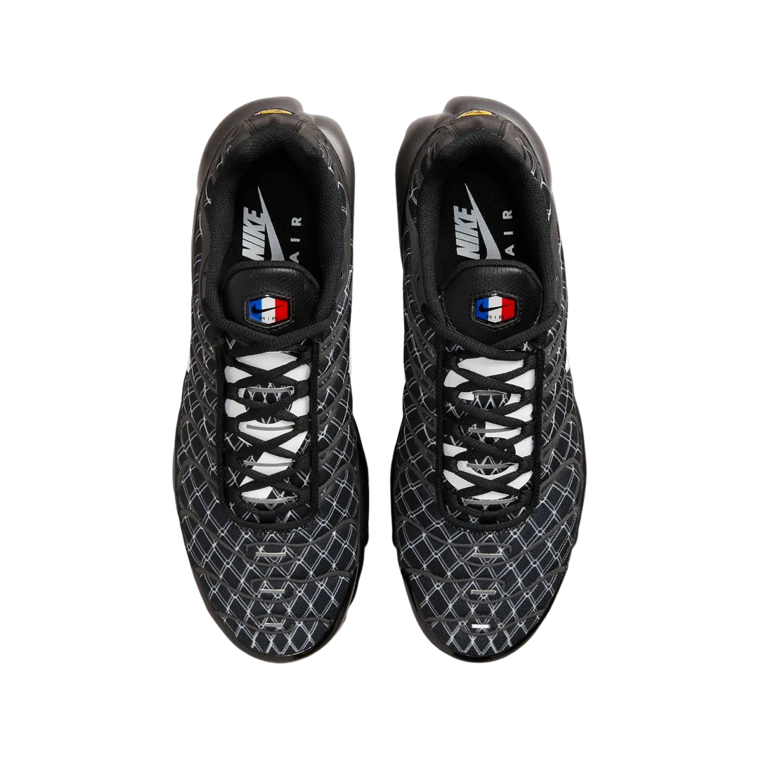 Nike Air Max Plus Men's Running Shoes - Black, White & Hyper Blue - Comfortable Cushioning for Jogging, Gym & Casual Wear - France Edition