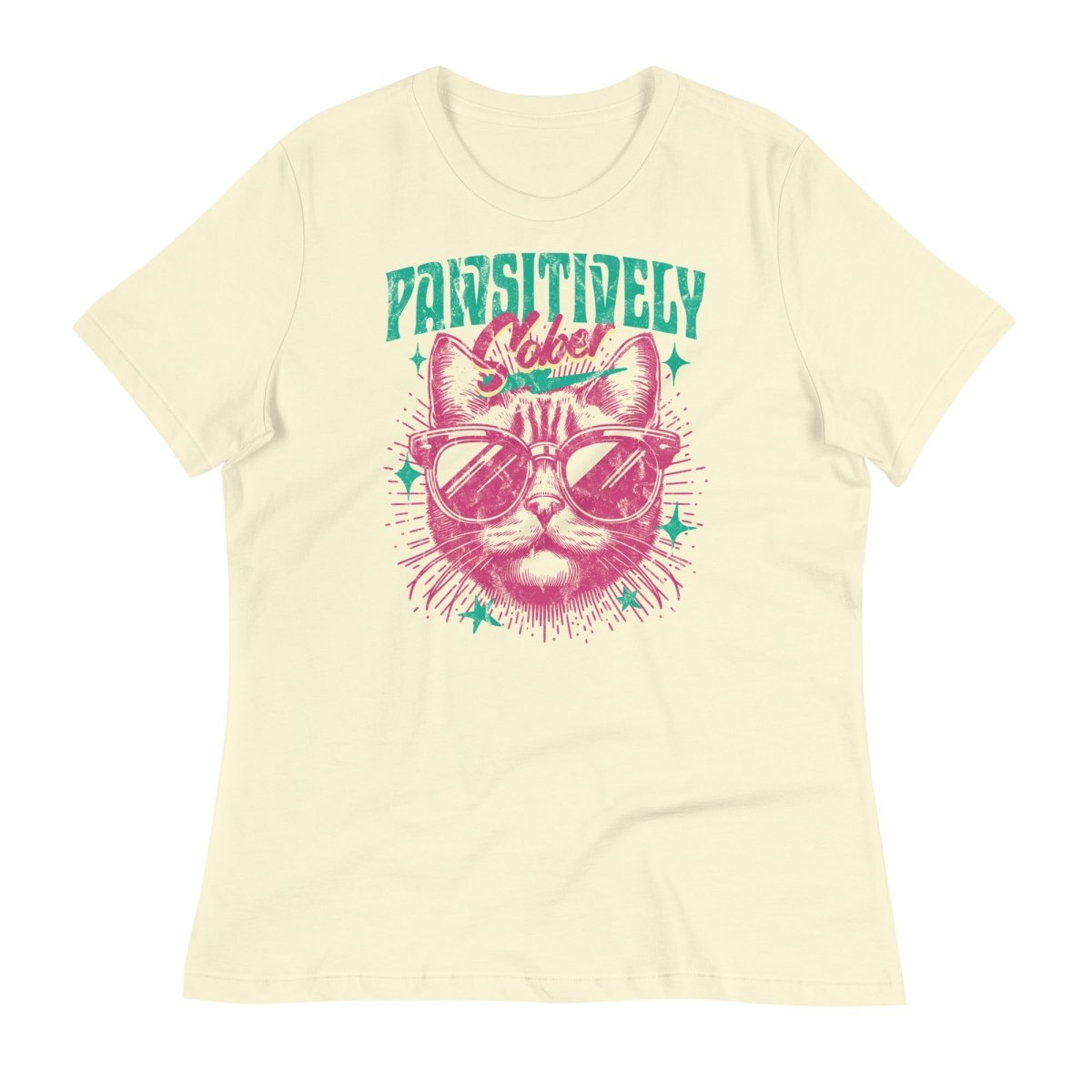 Relaxed Pawsitively Sober T-Shirt for Women - Soft Comfort Fit Tee with Inspirational Message | Perfect for Sober Living, Recovery Support & Casual Everyday Wear