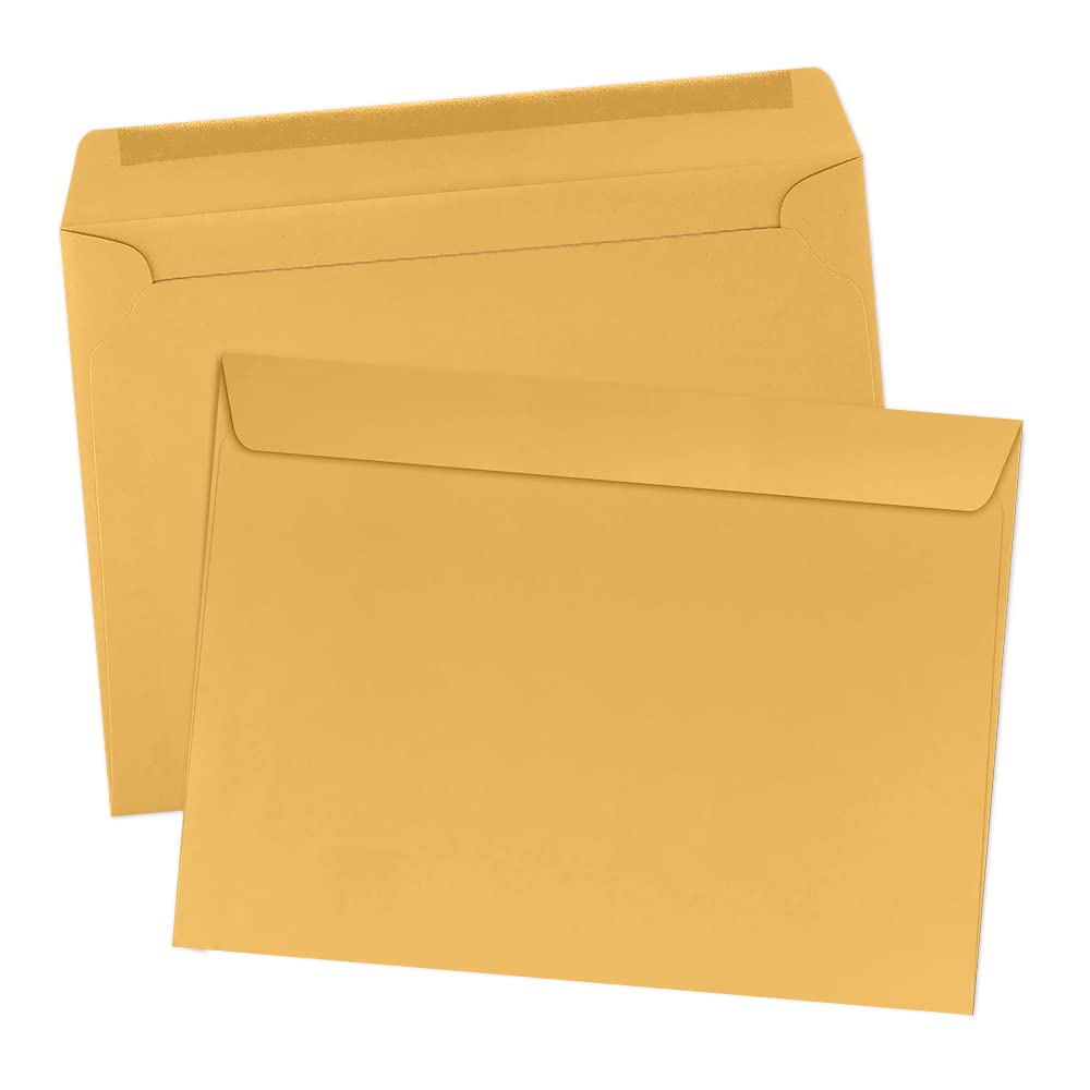 Premium LUXPaper 9 x 12 Inches Booklet Envelopes - 28lb Kraft Brown Text Paper - Pack of 500 for Mailing, Invitations, Business Correspondence & Wedding Stationery