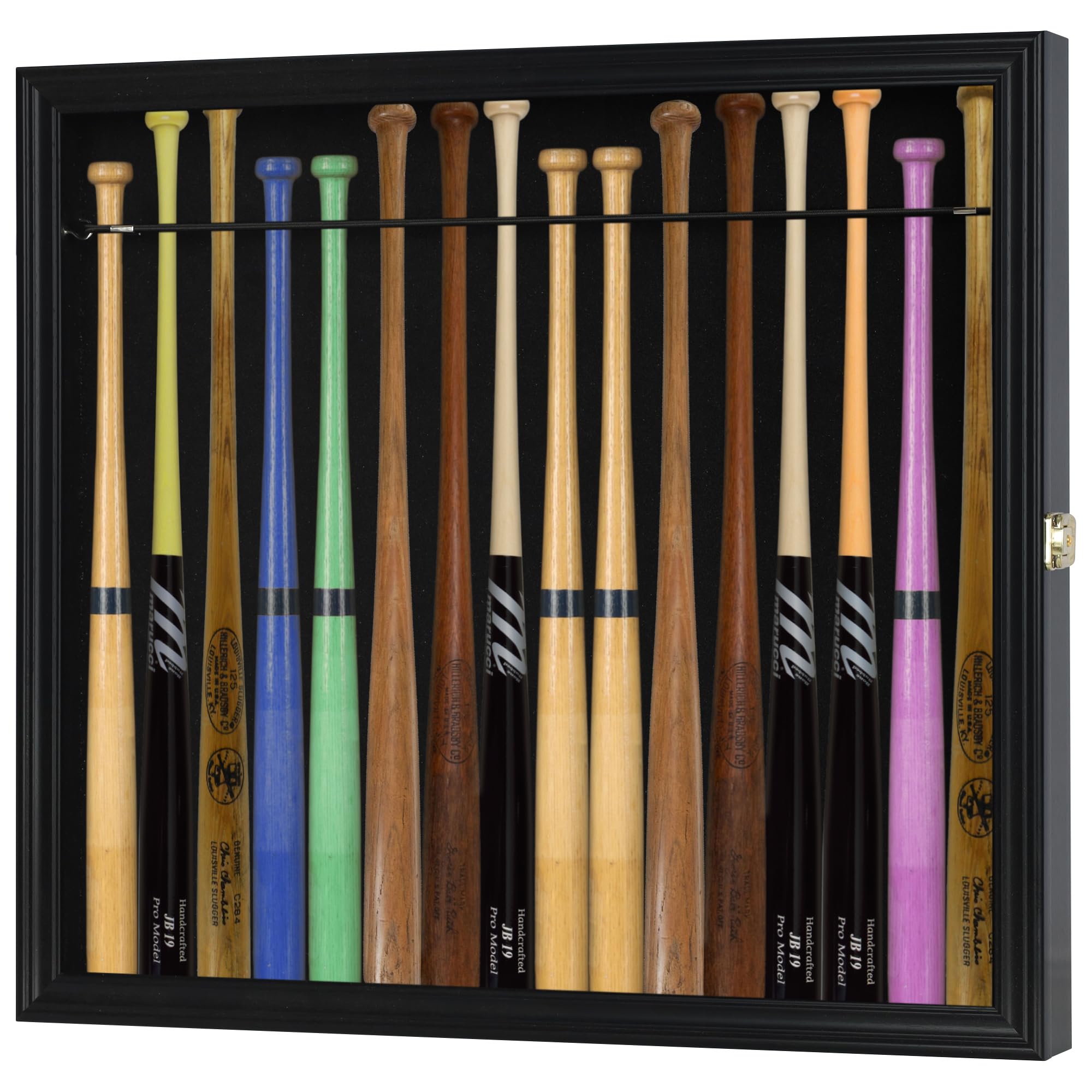 DisplayGifts 16 Baseball Mini Bat Display Case - UV Protected Wall Mounted Cabinet for 18