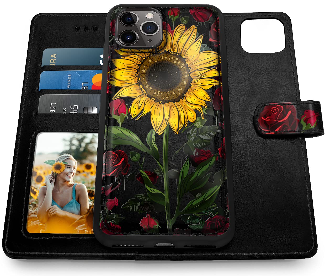 Premium Vegan Leather Magnetic Wallet Case for iPhone 11 Pro Max (6.5