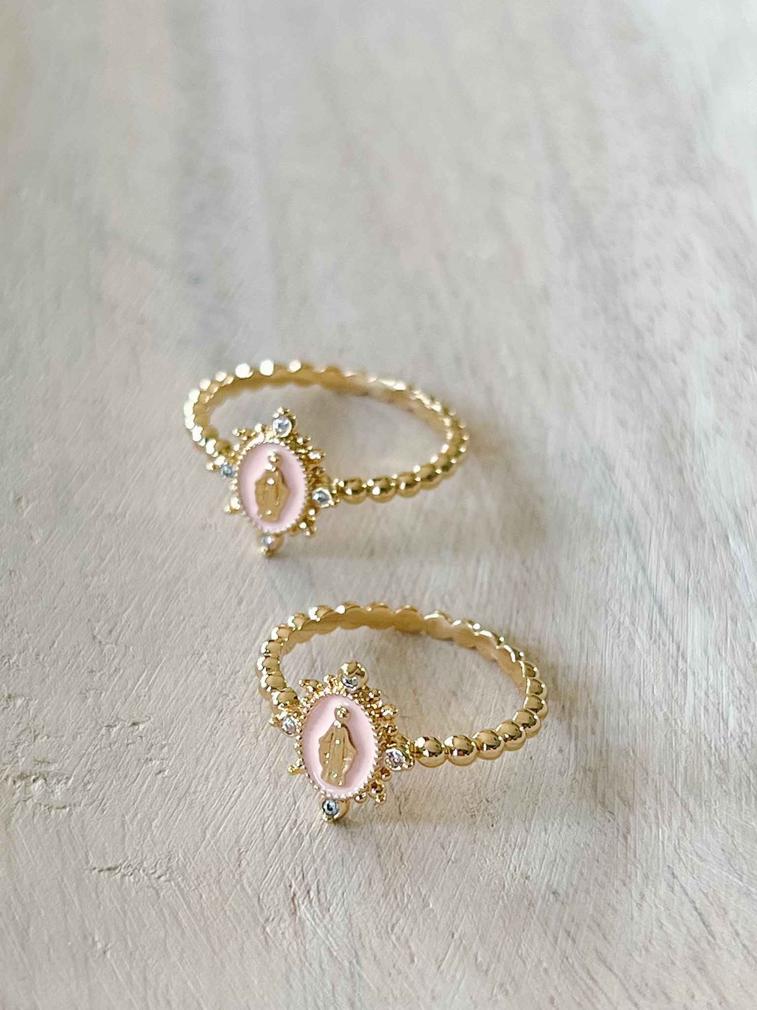 Heavenly Pink Lady Lourdes Ring - Elegant Religious Jewelry for Women, Perfect for Daily Wear, Church & Special Occasions